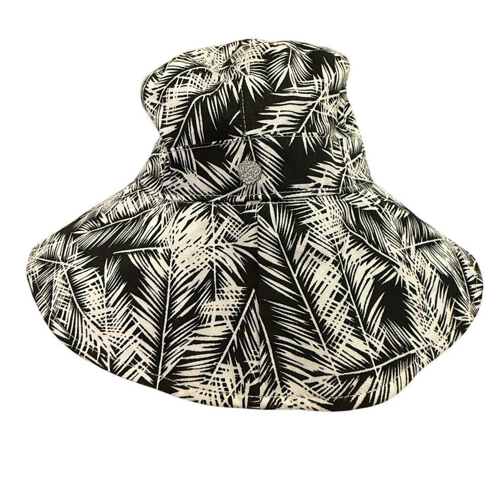 VINCE CAMUTO Black White Tropical Bucket Sun Hat One size